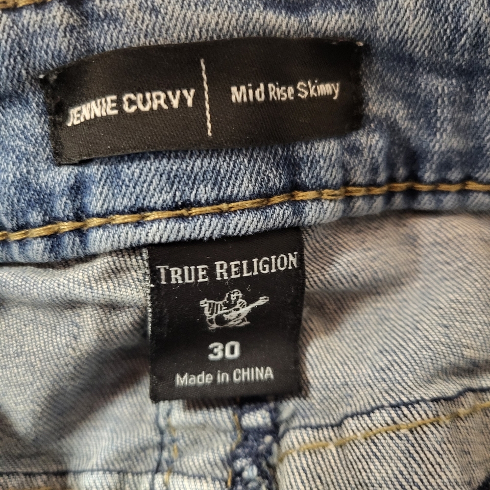 True Religion Jeans Women‎ Blue JENNIE Curvy Super Skinny Mid Rise Size 30 - Picture 8 of 11